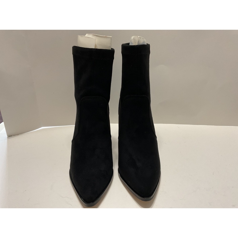 Modern Rebel Tori Black Faux Suede Pointed Toe Kitten Heel Ankle Boots Size6 Sh8